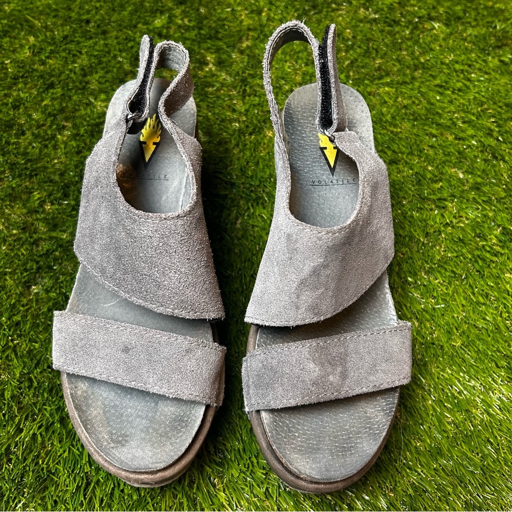 Volatile Gray Sandals with Adjustable Slingback